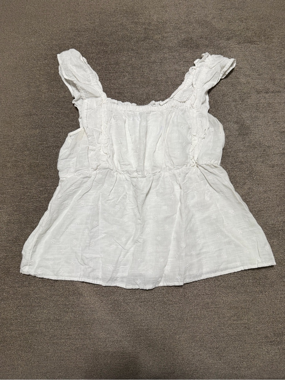 Old Navy White Ruffle Strap Tank Top